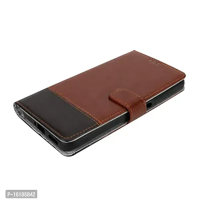 Mobcure Double Shade Flip Cover PU Leather Flip Case with Card Holder and Magnetic Stand for Tecno Pova Neo 5G (Brown with Coffee)-thumb5