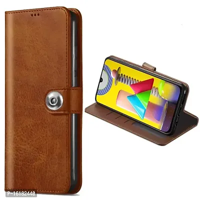 Mobcure Stand I Wallet I PU Leather Vintage Flip Flap Cover Case for Redmi Note 9 Pro - (Tan Color : Tich Button)