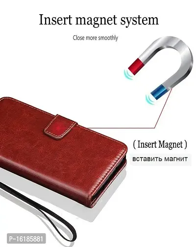 Mobcure Genuine Leather Finish Flip Cover Back Case for Vivo V23 5G|Inbuilt Stand  Inside Pockets| Wallet Style | Magnet Closure - Brown-thumb4