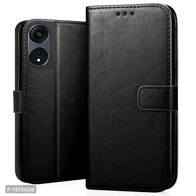 Mobcure Genuine Leather Finish Flip Cover Back Case for Oppo A1 Pro 5G|Inbuilt Stand  Inside Pockets| Wallet Style | Magnet Closure - Black-thumb0