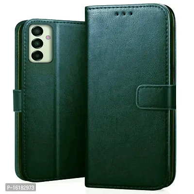 Mobcure Genuine Leather Finish Flip Cover Back Case for Samsung Galaxy F13 5G|Inbuilt Stand  Inside Pockets| Wallet Style | Magnet Closure - Green-thumb0