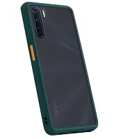 Mobcure Hard Matte Finish Smoke Case I Camera Protection I with Soft Side Frame Protective Back Case Cover for Oppo F15 (Dark Green)-thumb1