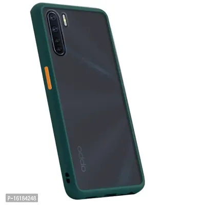 Mobcure Hard Matte Finish Smoke Case I Camera Protection I with Soft Side Frame Protective Back Case Cover for Oppo F15 (Dark Green)-thumb2