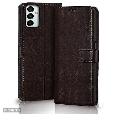 Mobcure Leather Magnetic Vintage Flip Wallet Case Cover for Samsung Galaxy A34 5G - Coffee