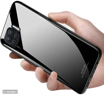 Mobcure Toughened Glass Back for Oppo F17 Pro I Plain Case Cover - Black-thumb2