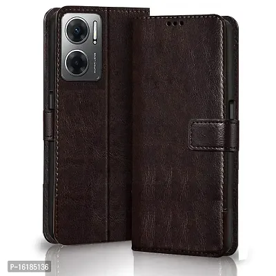 Mobcure Genuine Leather Finish Flip Cover Back Case For Redmi 11 Prime 5G Inbuilt Stand Inside Pockets Wallet Style Magnet Closure Coffee-thumb0