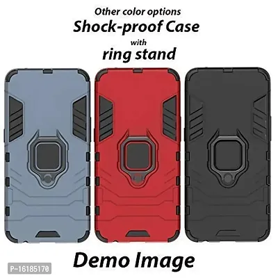 Mobcure D5 Kickstand Heavy Duty Shockproof Armour Rugged Back Case Cover for Vivo Y12 with Finger Ring Holder (Black)-thumb5