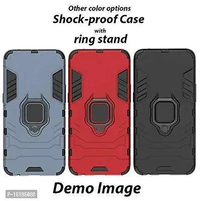 Mobcure D5 Kickstand Heavy Duty Shockproof Armour Rugged Back Case Cover for Vivo Y11 with Finger Ring Holder (Black)-thumb5