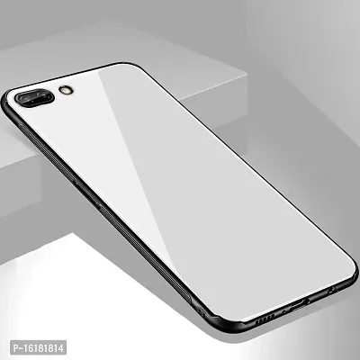 Mobcure Case Anti-Scratch Tempered Glass Back Cover TPU Frame Hybrid Shell Slim Case Anti-Drop for Realme C1 - White