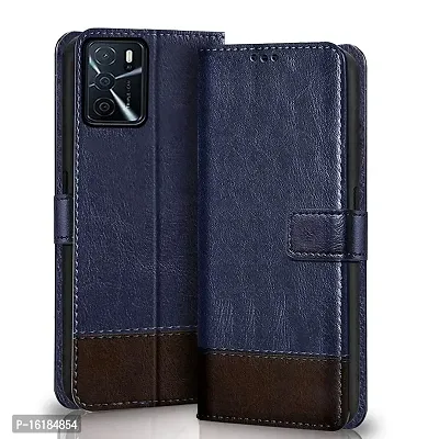 Mobcure Double Shade Flip Cover PU Leather Flip Case with Card Holder and Magnetic Stand for IQOO 9 SE 5G (Blue with Coffee)