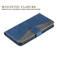 Mobcure Splicing PU Leather Case for Vivo V21e 5G|Retro Full Protection Premium Flip Cover Wallet Case with Magnetic Closure Kickstand Card Slots (Blue with Gray)-thumb1