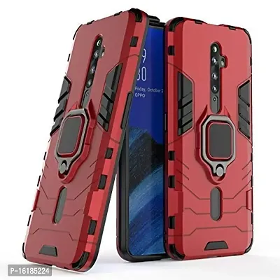 Mobcure D5 Kickstand Heavy Duty Shockproof Armour Rugged Back Case Cover for Oppo Reno 2Z with Finger Ring Holder (Red)