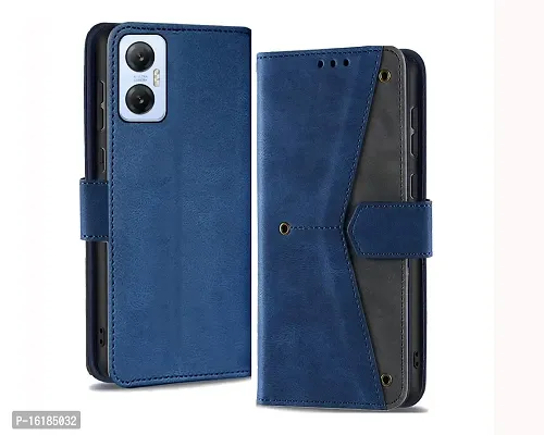 Mobcure Splicing PU Leather Case for Infinix Hot 20 5G|Retro Full Protection Premium Flip Cover Wallet Case with Magnetic Closure Kickstand Card Slots (Blue with Gray)