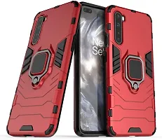 Mobcure D5 Kickstand Heavy Duty Shockproof Armour Rugged Back Case Cover for Oneplus Nord with Finger Ring Holder (Red)-thumb1