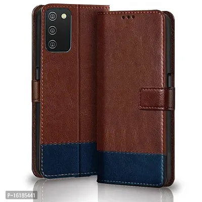 Mobcure Double Shade Flip Cover PU Leather Flip Case with Card Holder and Magnetic Stand for Samsung Galaxy S20 FE (Brown with Blue)