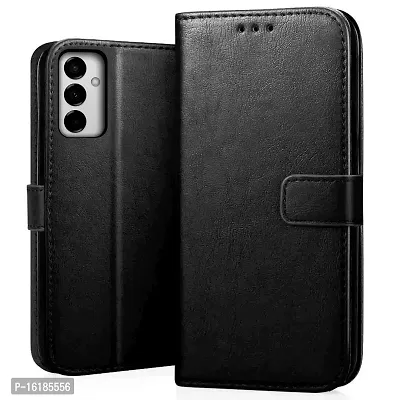 Mobcure Genuine Leather Finish Flip Cover Back Case for Samsung Galaxy F23 5G|Inbuilt Stand  Inside Pockets| Wallet Style | Magnet Closure - Black