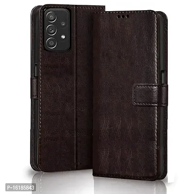 Mobcure Leather Magnetic Vintage Flip Wallet Case Cover for Samsung Galaxy A33 5G - Coffee
