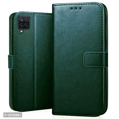 Mobcure Genuine Leather Finish Flip Cover Back Case for Samsung Galaxy A22 4G|Inbuilt Stand  Inside Pockets| Wallet Style | Magnet Closure - Green