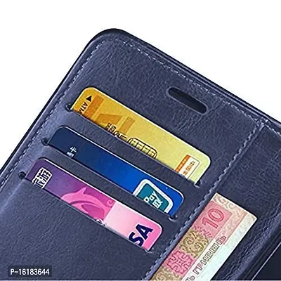 Mobcure Genuine Leather Finish Flip Cover Back Case For Oppo A17 Inbuilt Stand Inside Pockets Wallet Style Magnet Closure Blue-thumb5