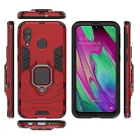 Mobcure D5 Kickstand Heavy Duty Shockproof Armour Rugged Back Case Cover for Samsung Galaxy A20 with Finger Ring Holder (Red)-thumb1