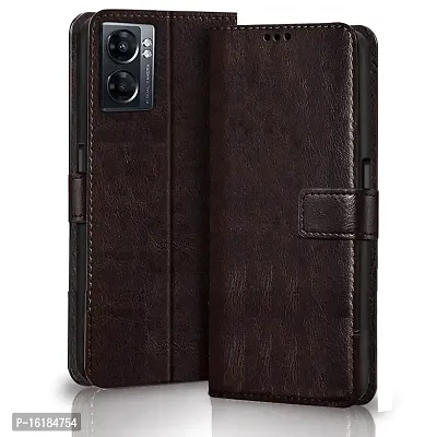 Mobcure Genuine Leather Finish Flip Cover Back Case for Oppo K10 5G|Inbuilt Stand  Inside Pockets| Wallet Style | Magnet Closure - Coffee