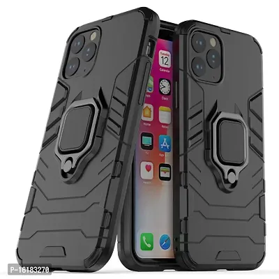 Mobcure D5 Kickstand Heavy Duty Shockproof Armour Rugged Back Case Cover for Apple iPhone 11 Pro with Finger Ring Holder (Black)