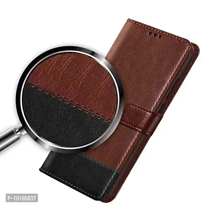 Mobcure Double Shade Flip Cover PU Leather Flip Case with Card Holder and Magnetic Stand for IQOO Neo 6 5G (Brown with Black)-thumb3