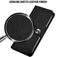 Mobcure Genuine Leather Finish Flip Back Cover Case Inbuilt Pockets Stand Wallet Style Designer Tich Button Magnet Case For Realme 10 Pro Plus 5G Z Black-thumb1