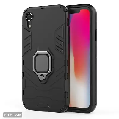 Mobcure D5 Kickstand Heavy Duty Shockproof Armour Rugged Back Case Cover for Apple iPhone XR with Finger Ring Holder (Black)