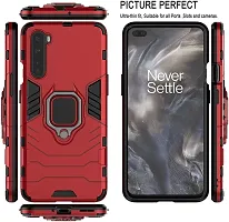 Mobcure D5 Kickstand Heavy Duty Shockproof Armour Rugged Back Case Cover for Oneplus Nord with Finger Ring Holder (Red)-thumb2