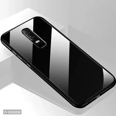 Mobcure Shockproof Mirror Glass Back Mobile Phone Case Covers for Oneplus 6 - Black
