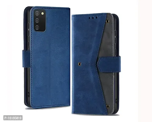 Mobcure Splicing PU Leather Case for Samsung Galaxy S21 FE 5G |Retro Full Protection Premium Flip Cover Wallet Case with Magnetic Closure Kickstand Card Slots (Blue with Gray)