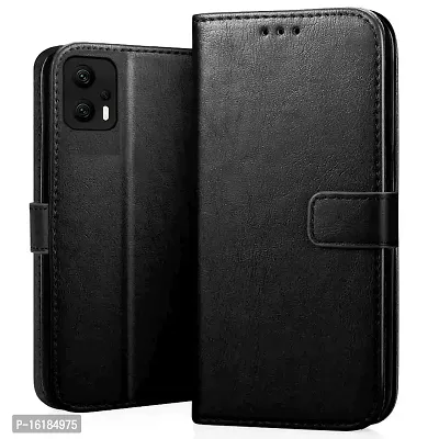 Mobcure Genuine Leather Finish Flip Cover Back Case for Redmi K50i 5G|Inbuilt Stand  Inside Pockets| Wallet Style | Magnet Closure - Black