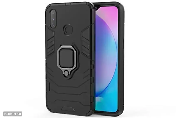 Mobcure D5 Kickstand Heavy Duty Shockproof Armour Rugged Back Case Cover for Realme 3 with Finger Ring Holder (Black)