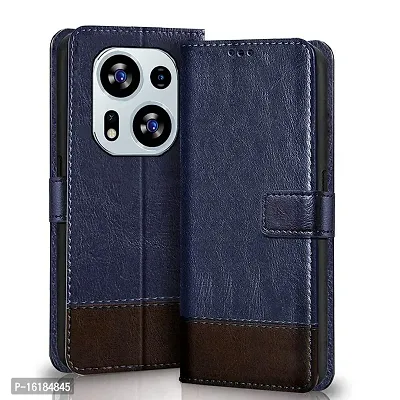 Mobcure Double Shade Flip Cover PU Leather Flip Case with Card Holder and Magnetic Stand for Tecno Phantom X2 Pro (Blue with Coffee)