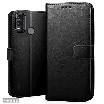 Mobcure Genuine Leather Finish Flip Cover Back Case for Nokia G11 Plus|Inbuilt Stand  Inside Pockets| Wallet Style | Magnet Closure - Black-thumb0