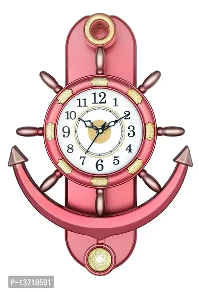 STYLISH PINK ANCHOR WALL CLOCK WITH COPPER BORDER FOR HOME AND OFFICE