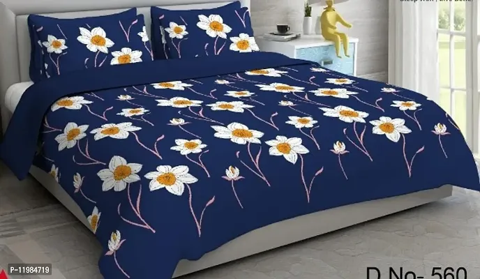 Supersoft Glace Cotton 160 TC Printed Double Bedsheet with 2 Pillow Covers size 90x90 Inches