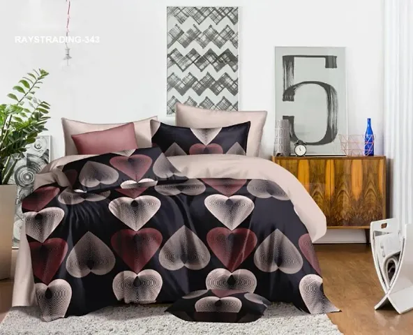 Printed Glace Cotton Double Bedsheet with Pillow Cover