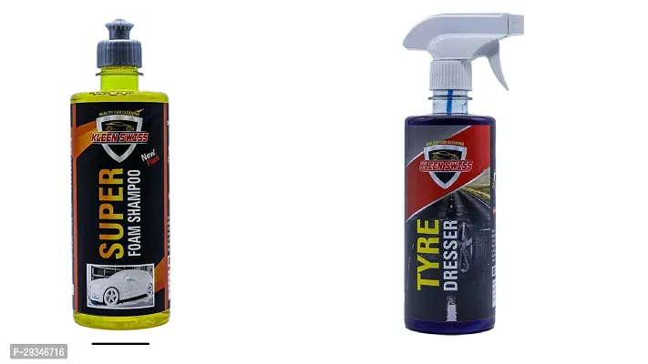 Kleen Swiss Super Foam Shampoo and Tyre Dresser best for your Tyre  Pack Of 2