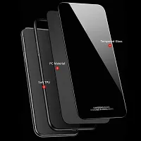 GoldFox Luxurious Glass Back Case Cover with Soft Edge Protective TPU Bumper for Oppo A16 - Black-thumb3