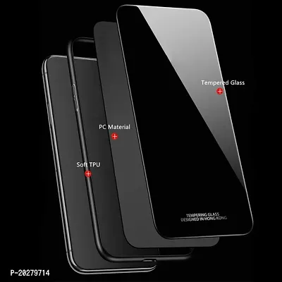GoldFox Luxurious Glass Back Case Cover with Soft Edge Protective TPU Bumper for Oppo A16 - Black-thumb4