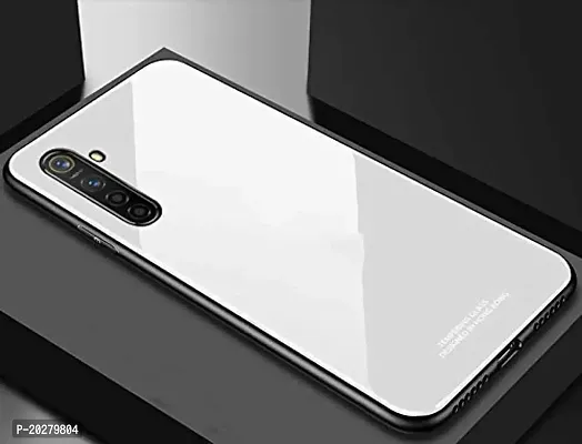 GoldFox Luxurious Glass Back Case Cover with Soft Edge Protective TPU Bumper for OnePlus Nord - White
