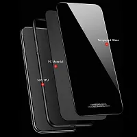 GoldFox Luxurious Glass Back Case Cover with Soft Edge Protective TPU Bumper for Realme C25Y - Black-thumb2