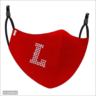 Flairy Cotton Mask Alphabet L, Color Red 2 layar, 1 pcs-thumb0