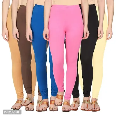 Contemporary Solid Cotton Lycra Women Leggings(Pack Of 6)-thumb0