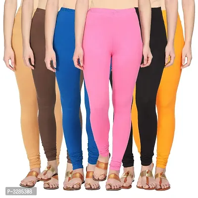 Contemporary Solid Cotton Lycra Women Leggings(Pack Of 6)