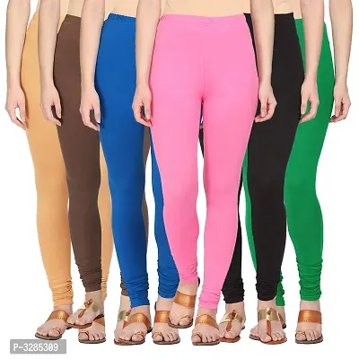 Contemporary Solid Cotton Lycra Women Leggings(Pack Of 6)