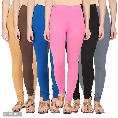 Contemporary Solid Cotton Lycra Women Leggings(Pack Of 6)