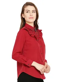 Maroon Embellished Crepe  Tops for Women's-thumb1